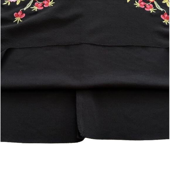 Chelsea & Theodore Black Pink Embroidered Floral Short Sleeve Shift Dress Size 6 - Picture 10 of 12